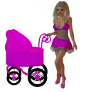 Woman stands to prams