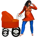 Woman stands to prams