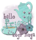 Tonya, hello, friend, blue, purple, cup, coffee, flowers