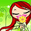 cute kawaii flower girl with pink lips
