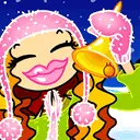 cute kawaii pink lips girl with bell