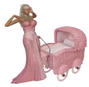 Woman stands to prams