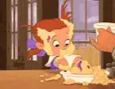 Cute girl eating from Princess and the frog