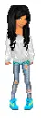 Girl Doll White Sweatshirt Blue Shoes