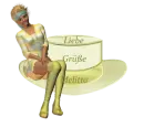 Woman sittings on hat