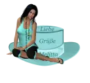 Woman sittings on hat