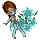 Woman sitting on flowers