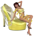Woman sittings on shoe