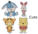 nasse, ior, tiger och nalle puh