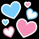 black,pink,blue,hearts