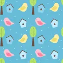 blue,pink,yellow,green,birdhouse,bird,house