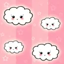 Kawaii Clouds with Pink Stripes