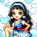 Girl with bubble hearts