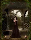Night, Moon, girl