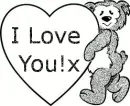Bear hugging a heart which says i love you