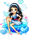 Girl on bubble heart