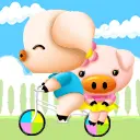 cute pig cycling