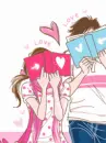 Cute couple reading books