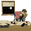 man asleep at desk