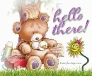 hello there Bear with flower and duck