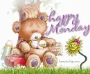 happy Monday Bear with flower and duck