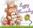 Happy Thursday Bear with flower and duck