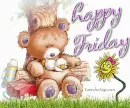 Happy Friday Bear with flower and duck