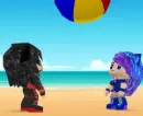 playing with a beach ball
