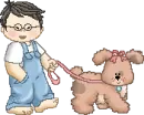 boy walking the dog