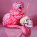 pink cat with skull