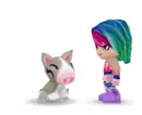 girl pets pig