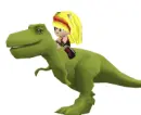 girls rides the t-rex