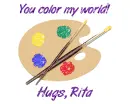 You Color My World art palette with paint- Rita