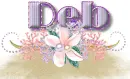Purple name in Coral - Deb