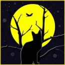 Background - Happy Halloween - Black Cat - Moon