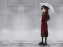 Girl Walking with the Umbrella