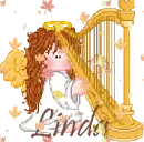 Angel With Harp Autumn ~ Linda