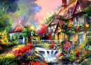 cottage and river