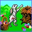Bunny colouring eggs