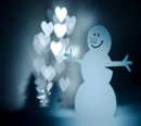 Background - Snowman - Blue Hearts