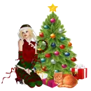 Elf, Christmas tree, cat