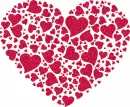 A lot of hearts making a big 1