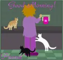 Good morning, cats, feeding, food, hungry, peanut 