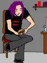 Long haired boy eating
