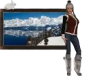 Mountains, lake, girl