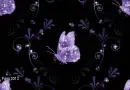 Black with Purple butterfly - background