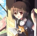 Girl Wearing Headphone