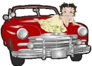 Betty Boop laying on her red car