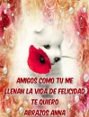 puppy with red rosa- abrazos anna