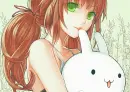 Anime girl with stuffed animal 